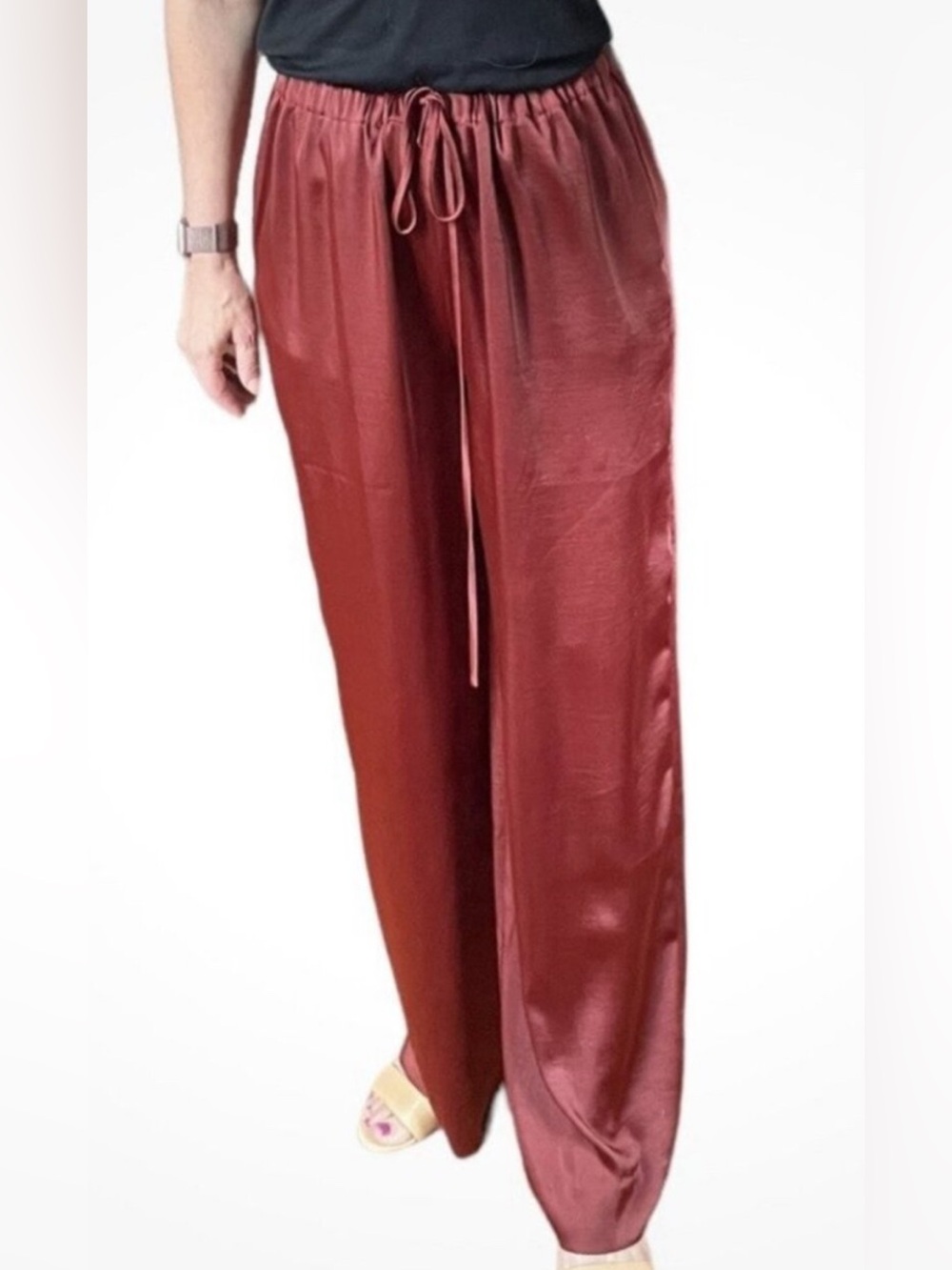 Banana Republic Wide-Leg Drawstring Pants in Rust brown light weight NWT  Medium